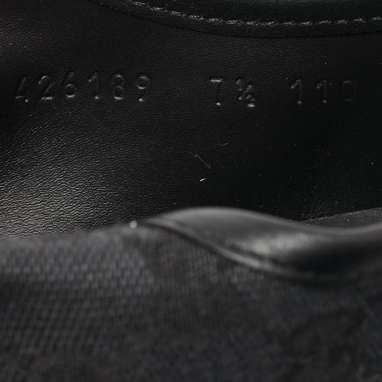 Pre Owned Gucci Black GG Canvas and Leather Low Top Sneakers Size 41.5