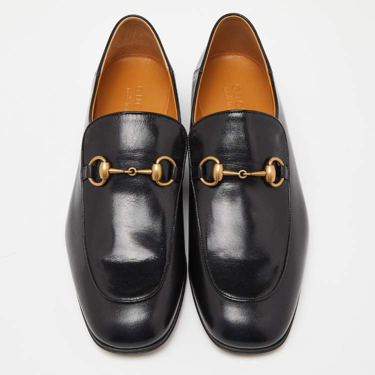 Pre Owned Gucci Black Leather Horsebit Loafers Size 43.5 