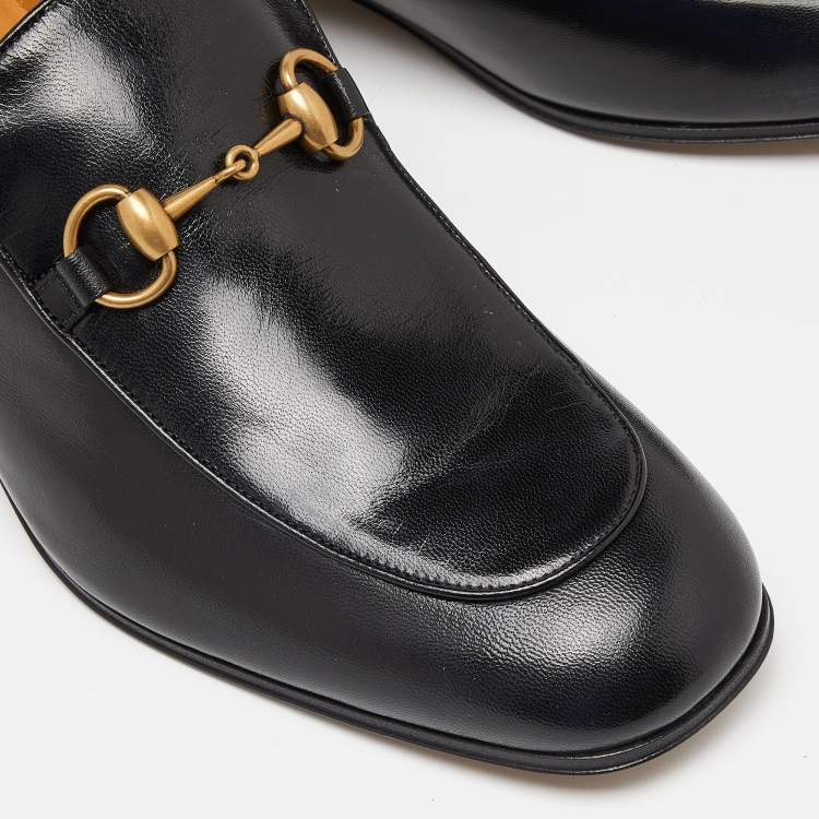 Pre Owned Gucci Black Leather Horsebit Loafers Size 43.5 
