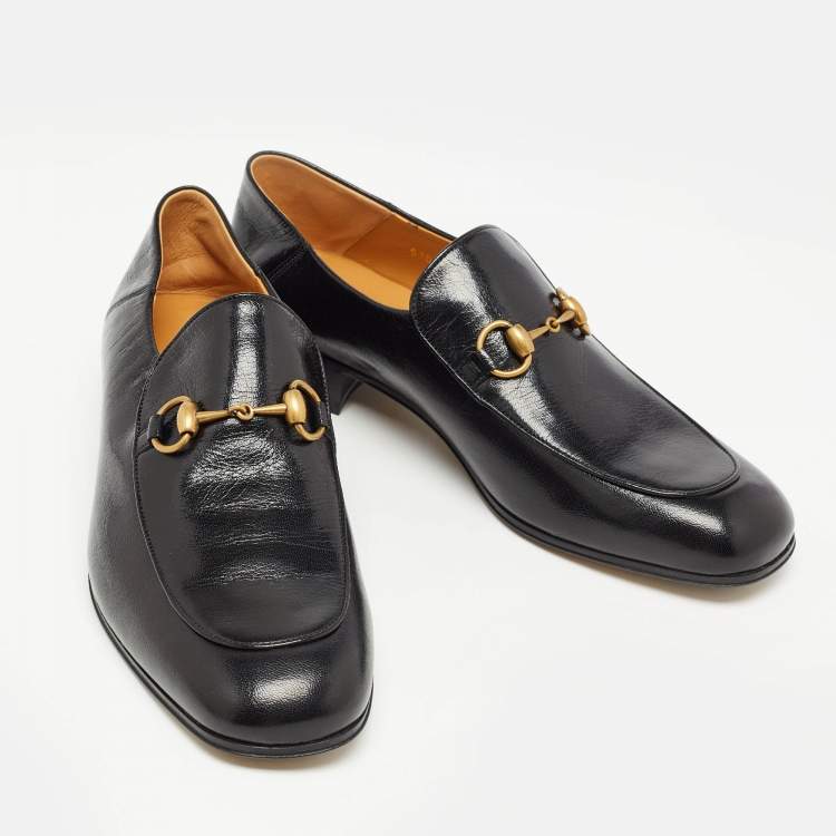 Pre Owned Gucci Black Leather Horsebit Jordaan Slip On Loafers Size 43