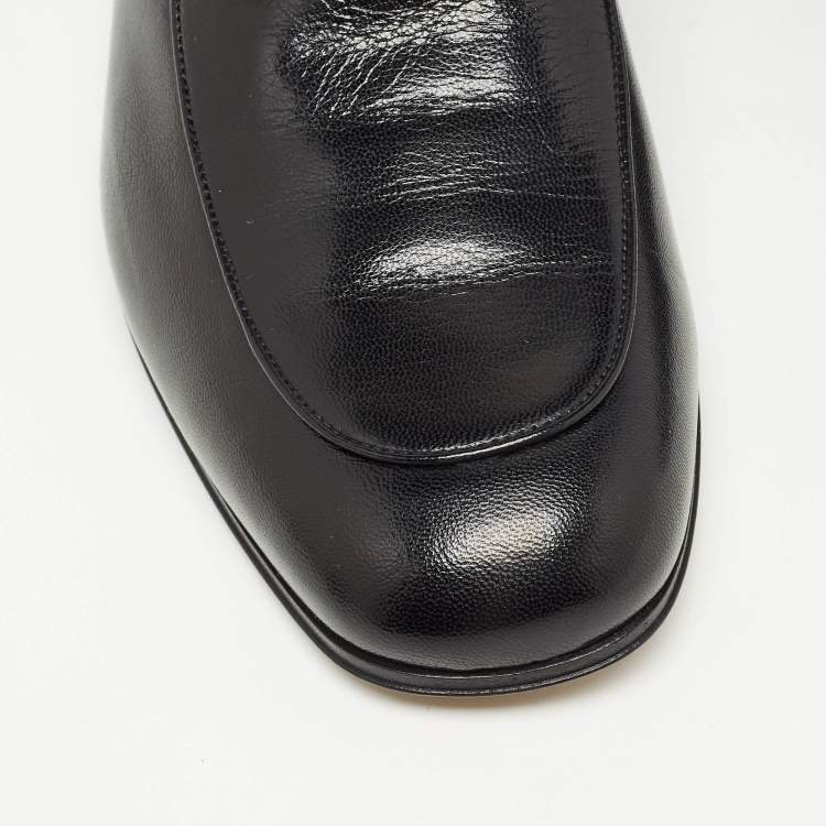Pre Owned Gucci Black Leather Horsebit Jordaan Slip On Loafers Size 43