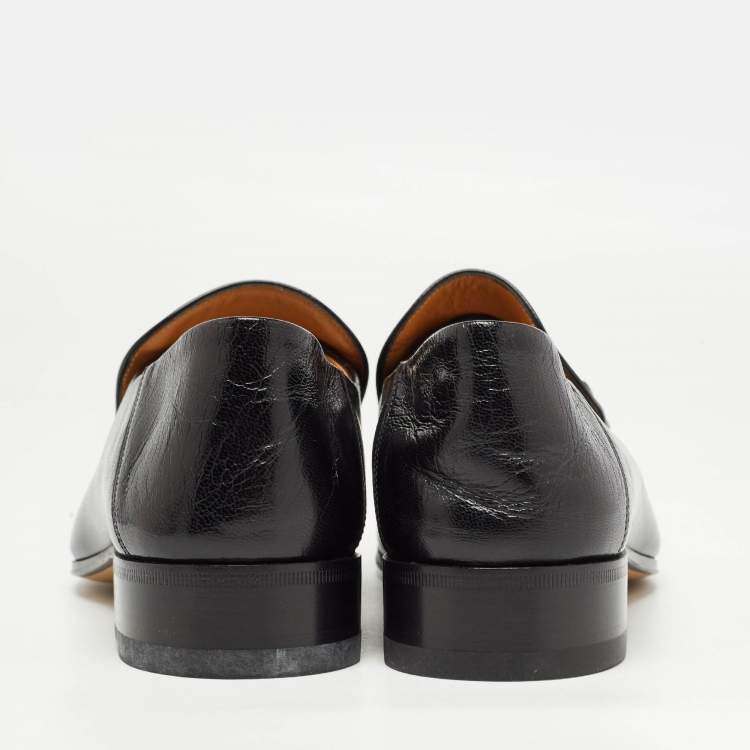 Pre Owned Gucci Black Leather Horsebit Jordaan Slip On Loafers Size 43