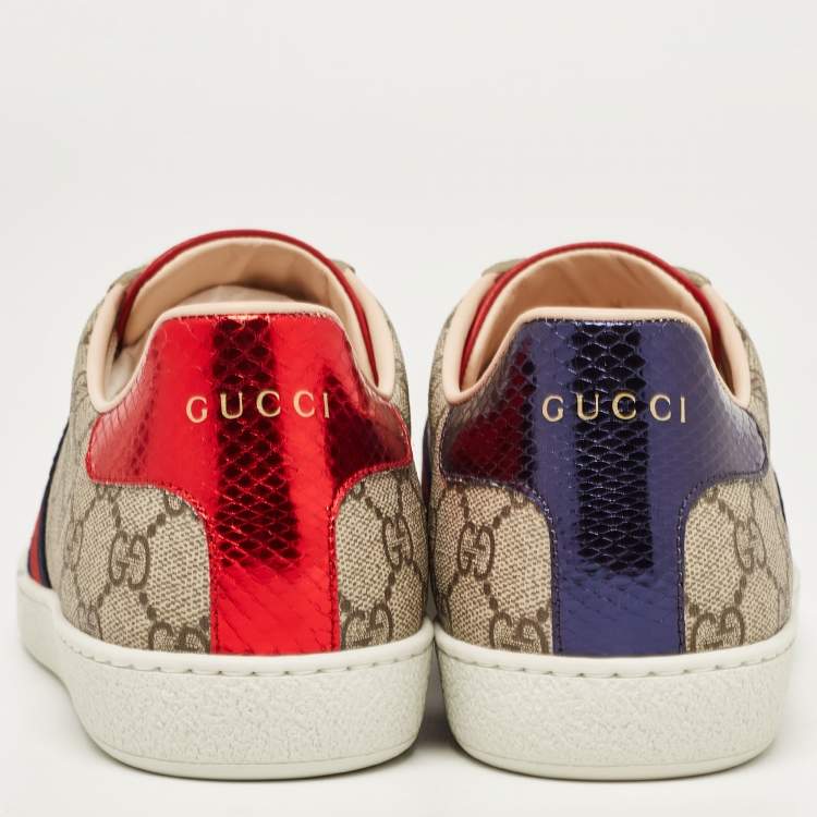 Pre Owned Gucci Brown GG Canvas Ace Low Top Sneakers Size 41.5