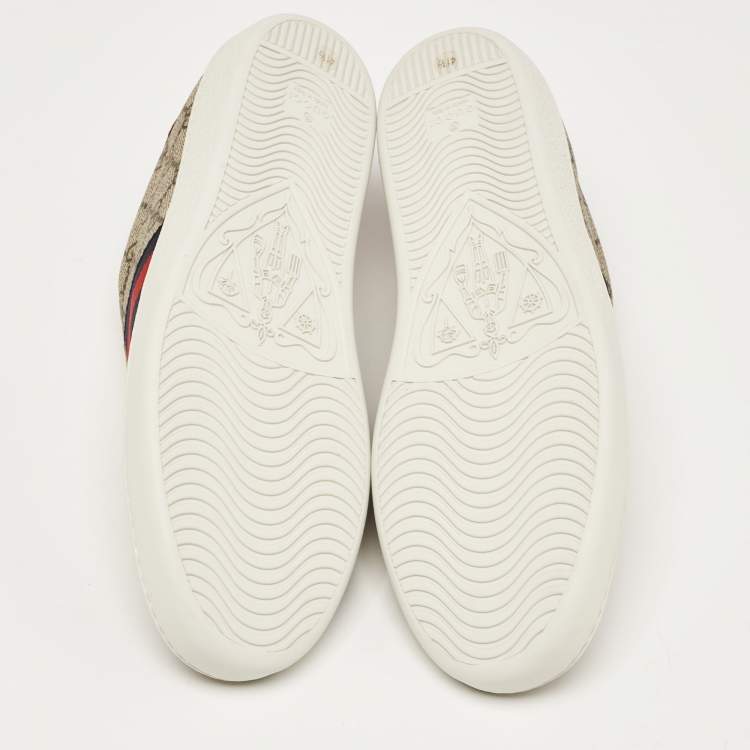 Pre Owned Gucci Brown GG Canvas Ace Low Top Sneakers Size 41.5