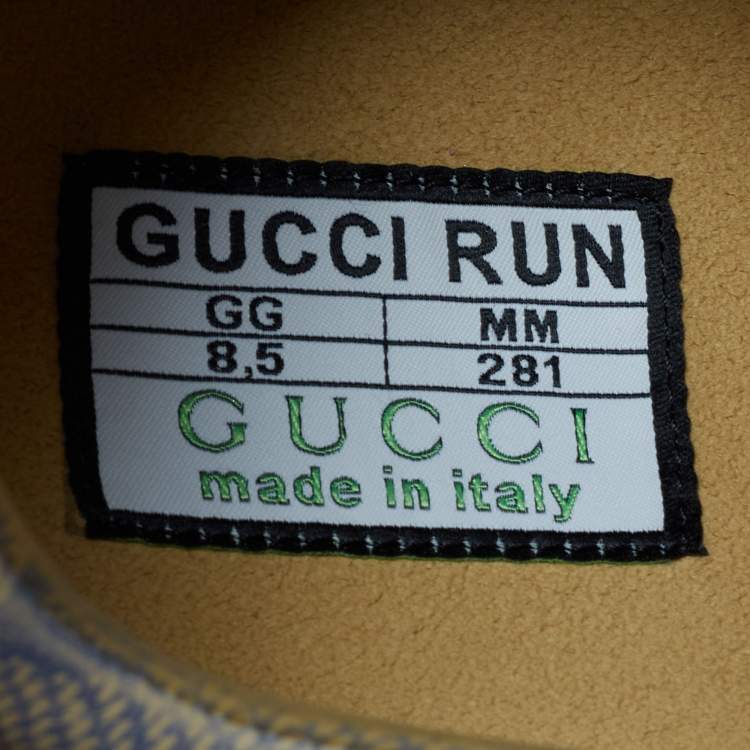 Pre Owned Gucci Beige/Blue GG Printed Leather Run Sneakers Size 42.5