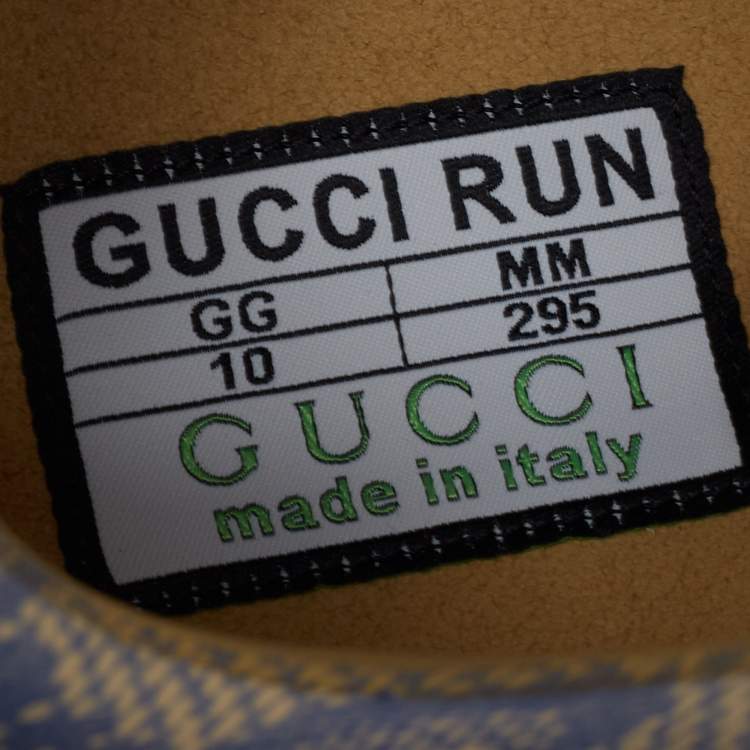 Pre Owned Gucci Beige/Blue GG Printed Leather Run Sneakers Size 44