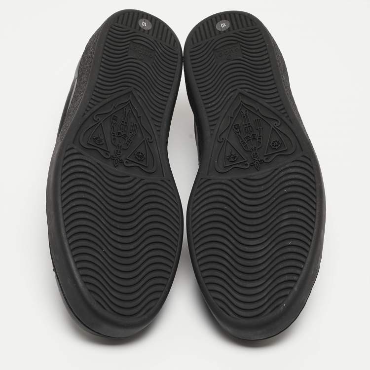 Pre Owned Gucci Black Leather Web Ace Sneakers Size 44 