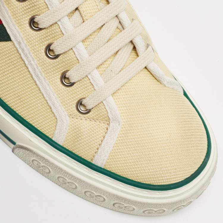 Pre Owned Gucci Cream Canvas Tennis 1977 Sneakers Size 42.5