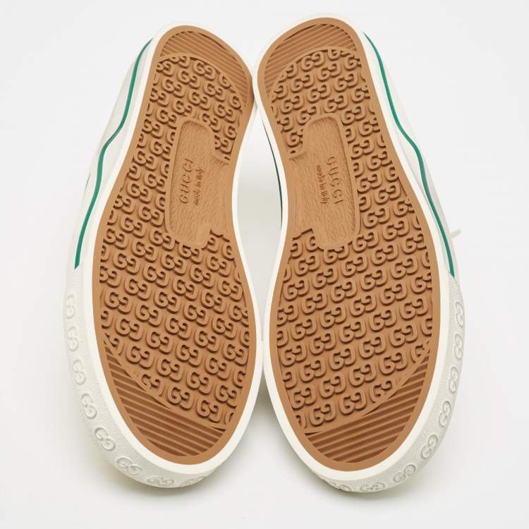 Pre Owned Gucci Cream Canvas Tennis 1977 Sneakers Size 42.5