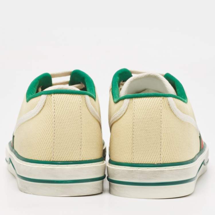 Pre Owned Gucci Cream Canvas Tennis 1977 Sneakers Size 42.5