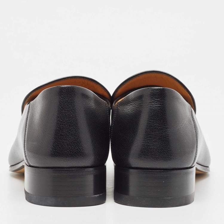 Pre Owned Gucci Black Leather Horsebit Foldable Loafers Size 42