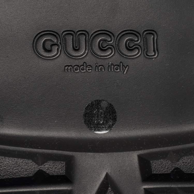 Pre Owned Gucci Black Honeycomb Rubber Flat Sandals Size 44