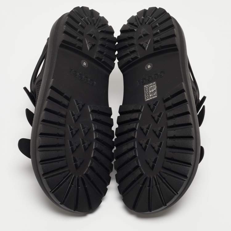Pre Owned Gucci Black Honeycomb Rubber Flat Sandals Size 44