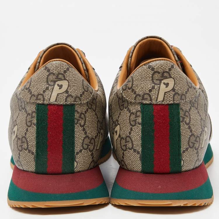 Pre Owned Gucci x Palace Brown GG Supreme Canvas and Leather Sneakers Size 44