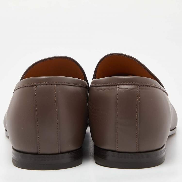 Pre Owned Gucci Brown Leather Jordaan Loafers Size 43.5