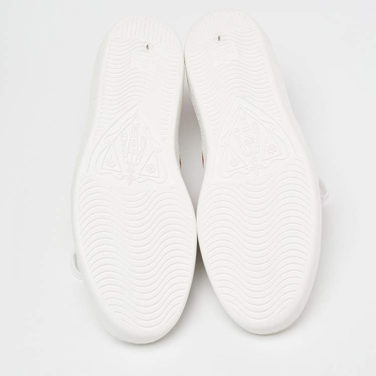 Pre Owned Gucci White Leather Ace Elastic Web Low Top Sneakers Size 43