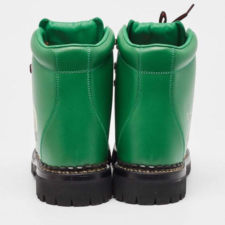 Pre Owned Gucci x The North Face Green Leather Hiking Ankle Boots Size 42.5