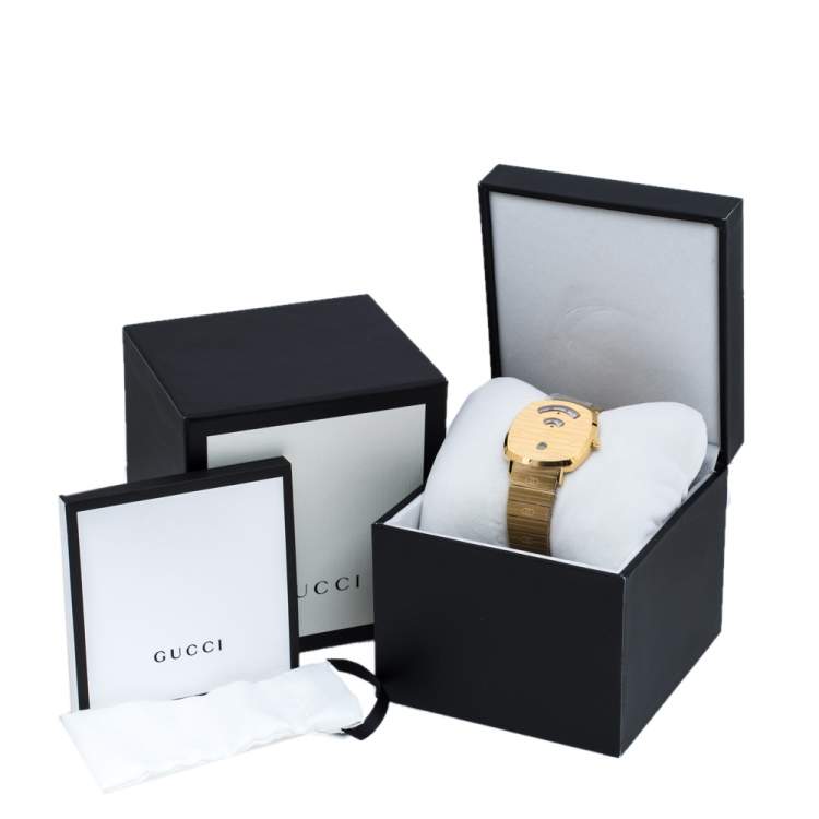 Pre Owned Gucci Yellow Gold PVD Coated Stainless Steel Grip Men's Wristwatch 38 mm