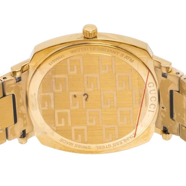 Pre Owned Gucci Yellow Gold PVD Coated Stainless Steel Grip Men's Wristwatch 38 mm