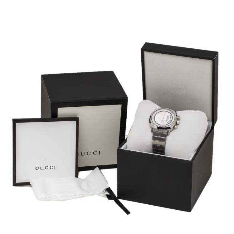 Pre Owned Gucci SIlver Stainless Steel Grip YA157302 Men's Wristwatch 40 mm