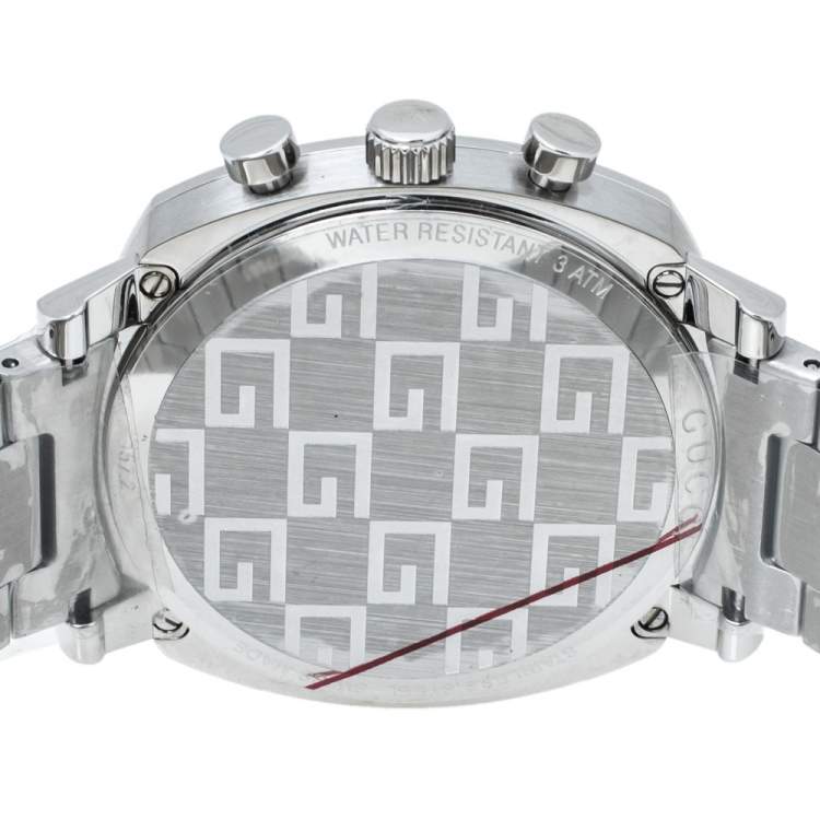 Pre Owned Gucci SIlver Stainless Steel Grip YA157302 Men's Wristwatch 40 mm