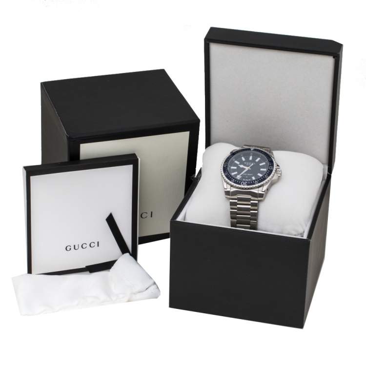 Pre Owned Gucci Blue Stainless Steel Dive 136.2 Men's Wristwatch 45 mm