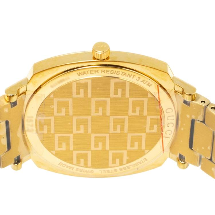 Pre Owned Gucci Yellow Gold PVD Coated Stainless Steel Grip Men's Wristwatch 38 mm