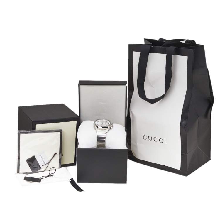 Pre Owned Gucci Silver Stainless Steel Grip YA157302 Men's Wristwatch 40 mm