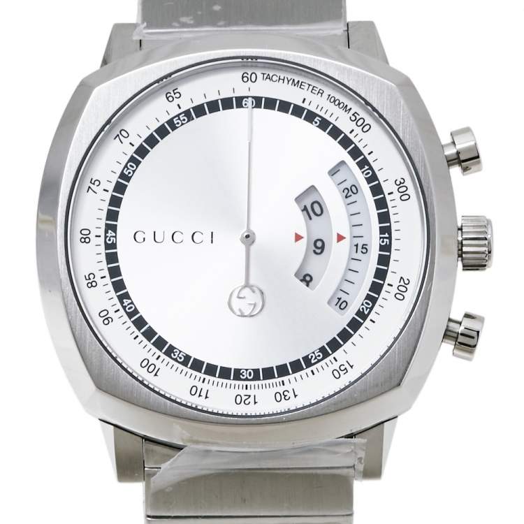 Pre Owned Gucci Silver Stainless Steel Grip YA157302 Men's Wristwatch 40 mm