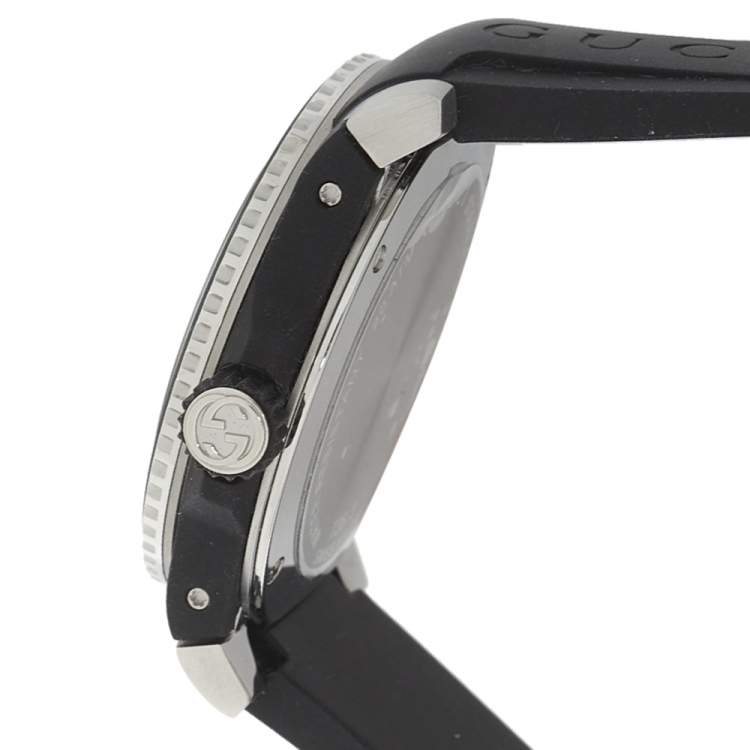 Pre Owned Gucci Black Stainless Steel Tiger Motif YA136318 Men's Wristwatch 40MM