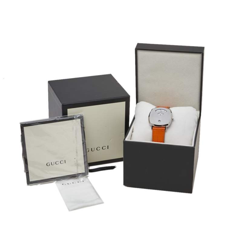 Pre Owned Gucci Stainless Steel Leather Grip 157.3 Unisex Wristwatch 38 mm