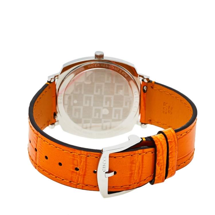 Pre Owned Gucci Stainless Steel Leather Grip 157.3 Unisex Wristwatch 38 mm