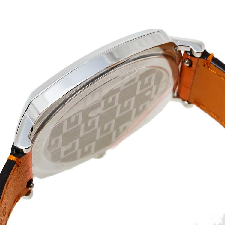 Pre Owned Gucci Stainless Steel Leather Grip 157.3 Unisex Wristwatch 38 mm