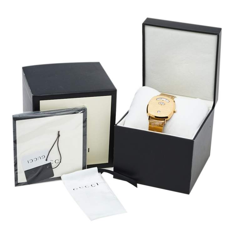 Pre Owned Gucci Yellow Gold PVD Stainless Steel Grip YA157409 Men's Wristwatch 38 mm