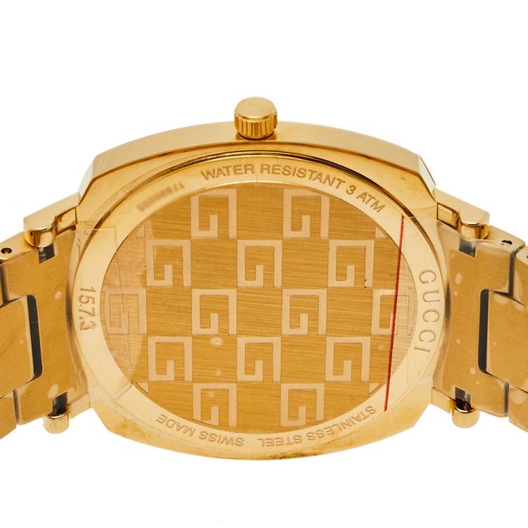 Pre Owned Gucci Yellow Gold PVD Stainless Steel Grip YA157409 Men's Wristwatch 38 mm