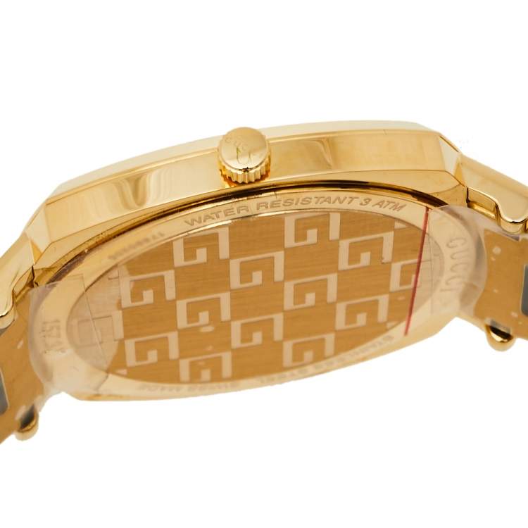 Pre Owned Gucci Yellow Gold PVD Stainless Steel Grip YA157409 Men's Wristwatch 38 mm