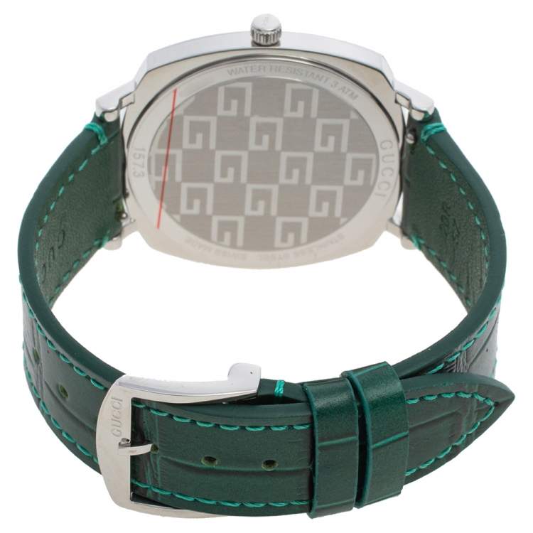 Pre Owned Gucci Stainless Steel & Alligator Leather Grip YA157414 Men's Wristwatch 38 mm