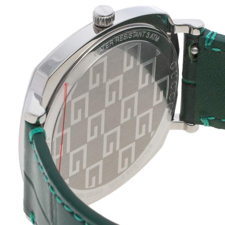 Pre Owned Gucci Stainless Steel & Alligator Leather Grip YA157414 Men's Wristwatch 38 mm