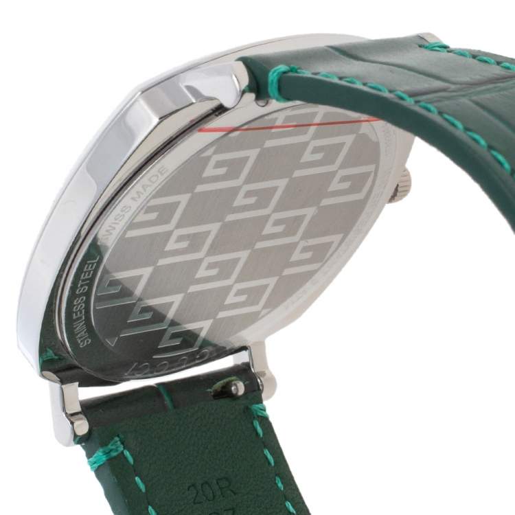 Pre Owned Gucci Stainless Steel & Alligator Leather Grip YA157414 Men's Wristwatch 38 mm