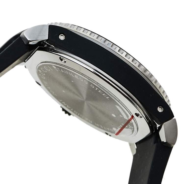 Pre Owned Gucci Black Stainless Steel Tiger Motif Dive YA136318 Men's Wristwatch 40 mm