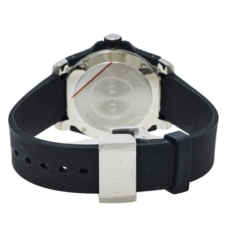 Pre Owned Gucci Black Stainless Steel Snake Motif Dive YA136323 Men's Wristwatch 40 mm