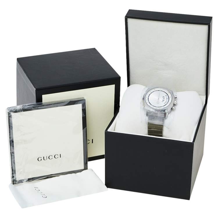 Pre Owned Gucci Silver Stainless Steel Grip YA157302 Men's Wristwatch 40 mm