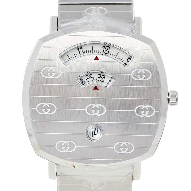 Pre Owned Gucci White Stainless Steel Grip YA157410 Unisex Wristwatch 38 mm