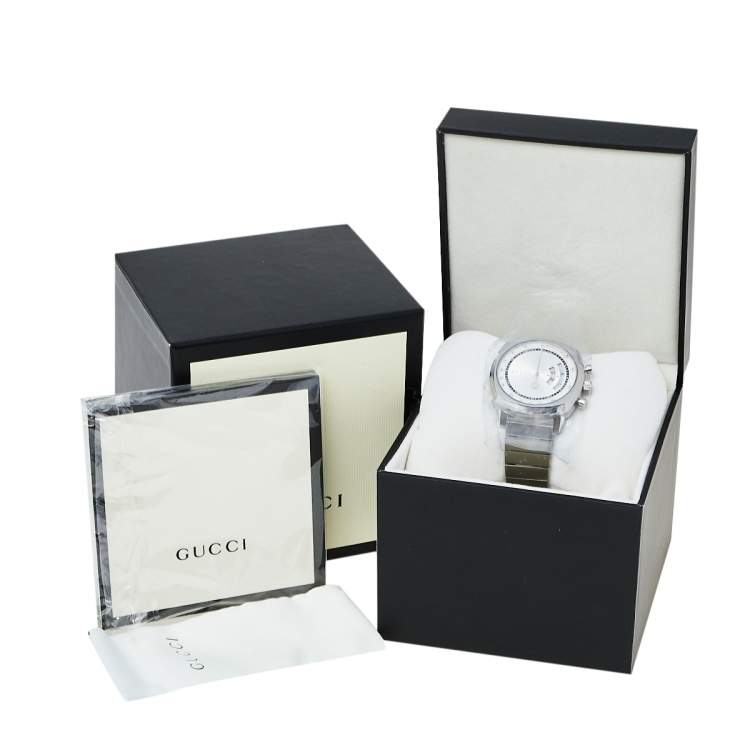 Pre Owned Gucci Silver Stainless Steel Grip YA157302 Men's Wristwatch 40 mm
