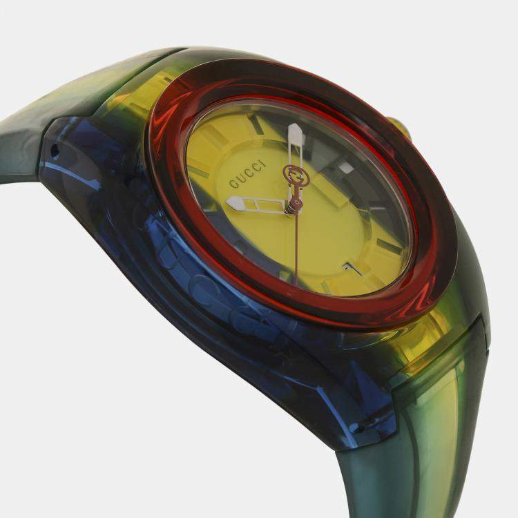 Pre Owned Gucci Sync Date Nylon Multi-Color Quartz Men's Watch 46 mm