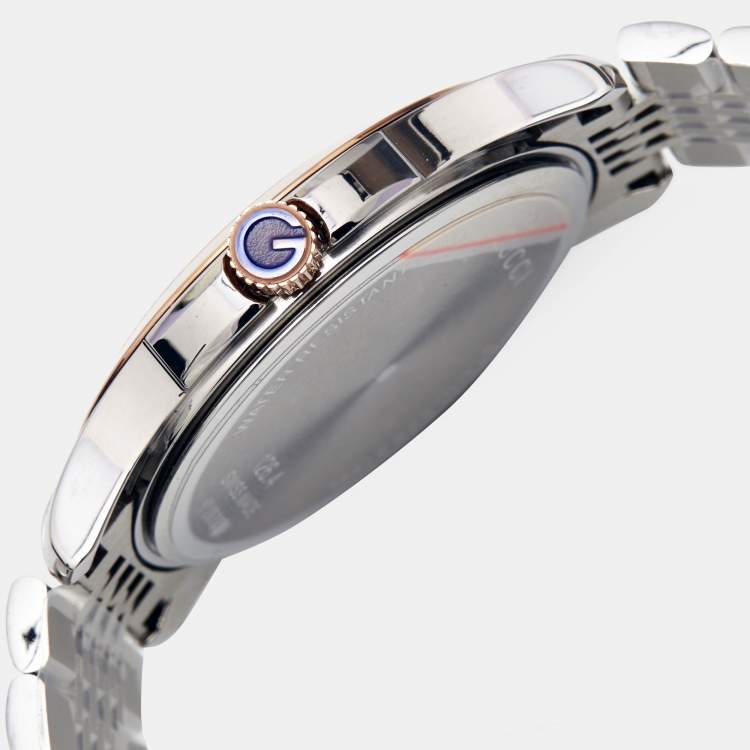 Pre Owned Gucci Black Two Tone Stainless Steel G-Timeless YA126410 Men's Wristwatch 38 mm