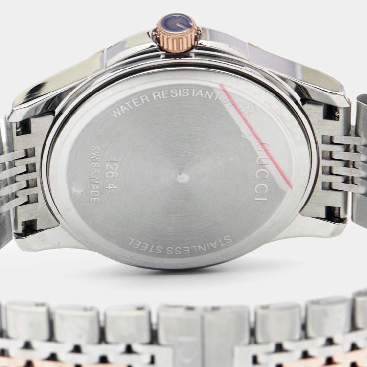 Pre Owned Gucci Black Two Tone Stainless Steel G-Timeless YA126410 Men's Wristwatch 38 mm