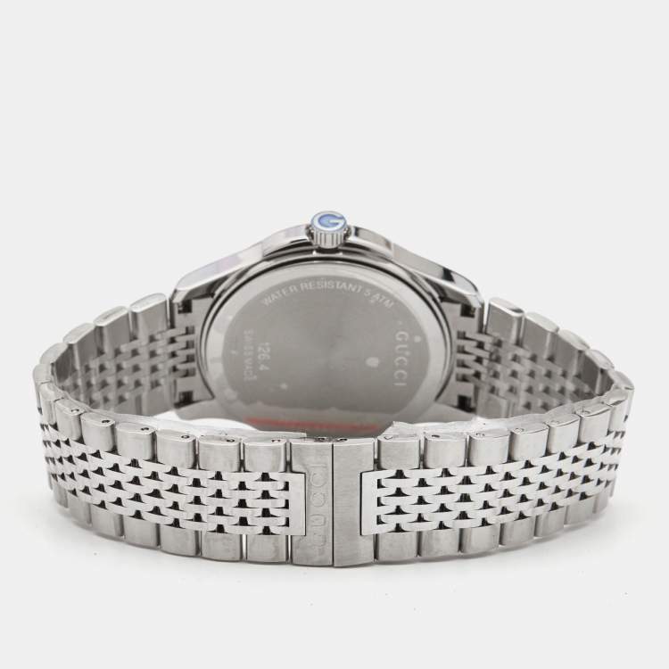 Pre Owned Gucci Black Stainless Steel G-Timeless YA126408 Unisex Wristwatch 38 mm