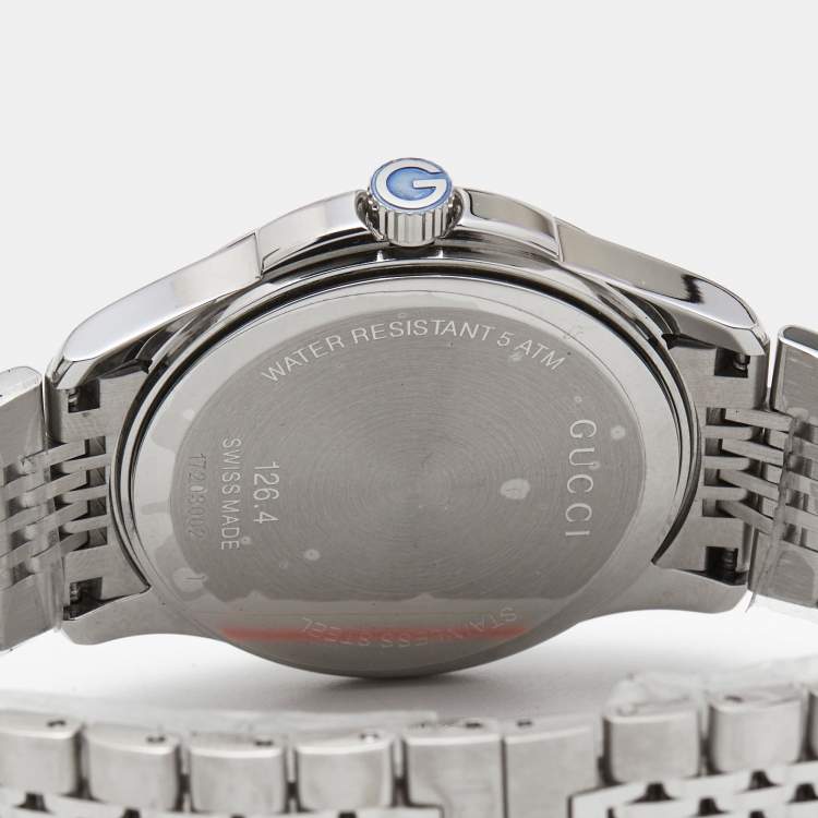 Pre Owned Gucci Black Stainless Steel G-Timeless YA126408 Unisex Wristwatch 38 mm