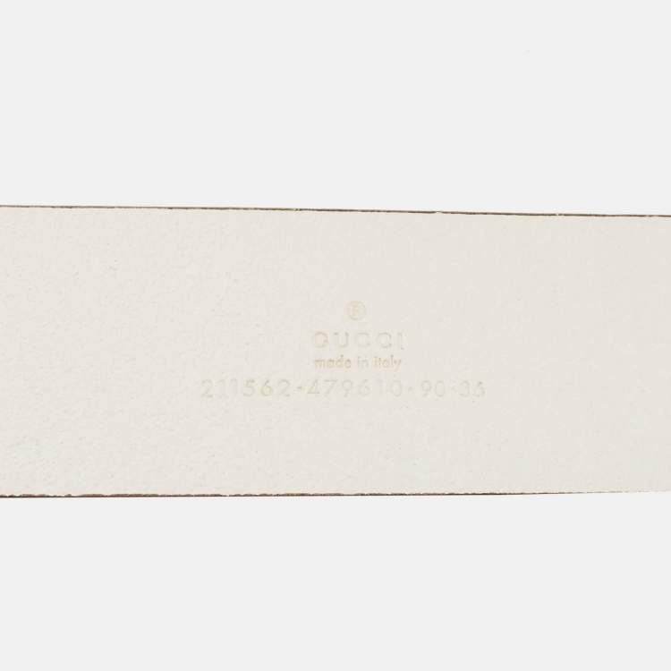 مملوكة مسبقًا Gucci White Guccissima Leather Buckle Belt 90 CM